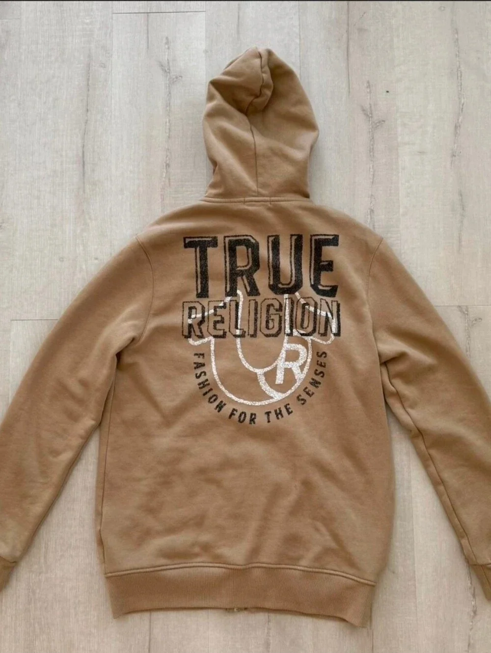 True Religion Men's Tan Zip-Up Hoodie Jacket